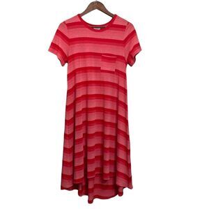 LuLaRoe Women's Size XS Oversized Hi-Low Short Sleeve‎ Striped Maxi Dress